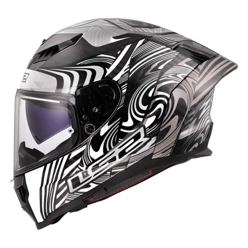 LS2 FF807 Dragon Carbon Helmet – Enthum Gloss Silver/White – view 1