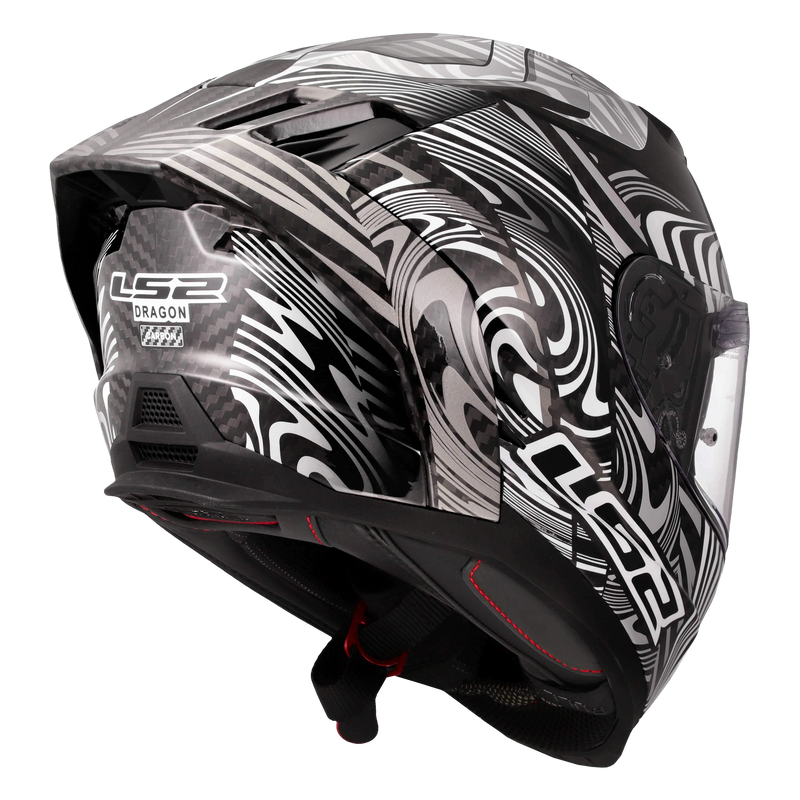 LS2 FF807 Dragon Carbon Helmet – Enthum Gloss Silver/White – view 4
