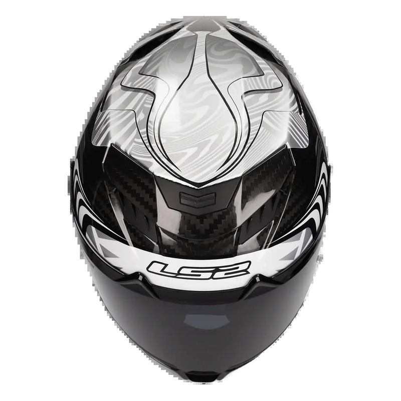 LS2 FF807 Dragon Carbon Helmet – Enthum Gloss Silver/White – view 12