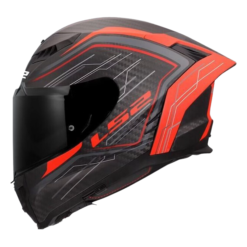 LS2 FF807 Dragon Carbon Helmet – Subic Matt Red – view 1