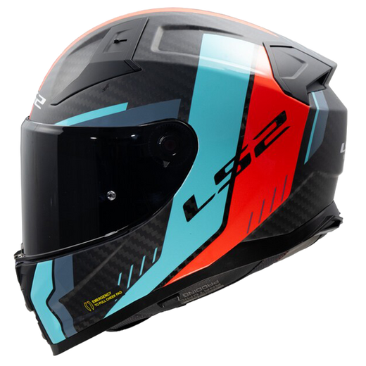 LS2 FF811 Vector II Carbon Helmet – Grid Red/Cyan