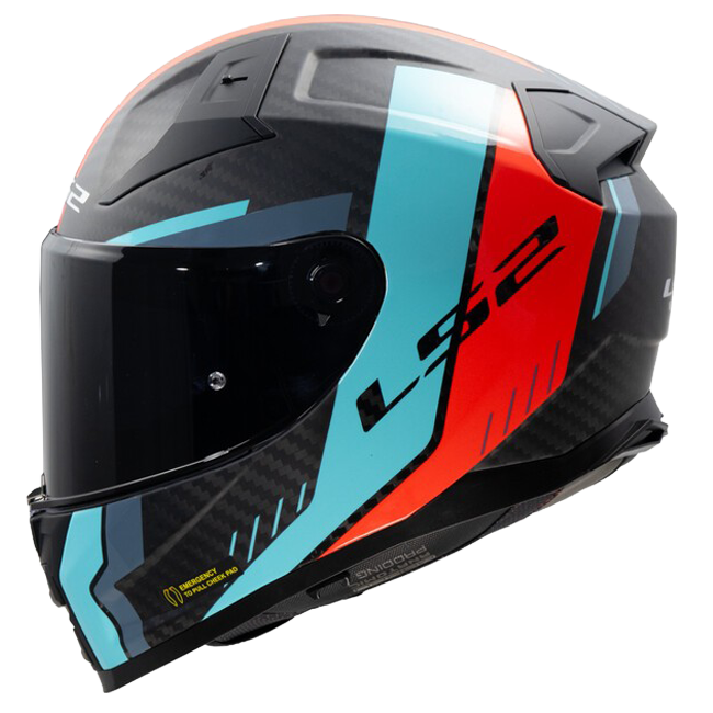LS2 FF811 Vector II Carbon Helmet – Grid Red/Cyan