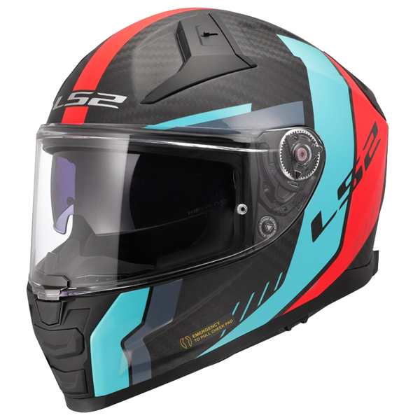 LS2 FF811 Vector II Carbon Helm – Grid Red/Cyan
