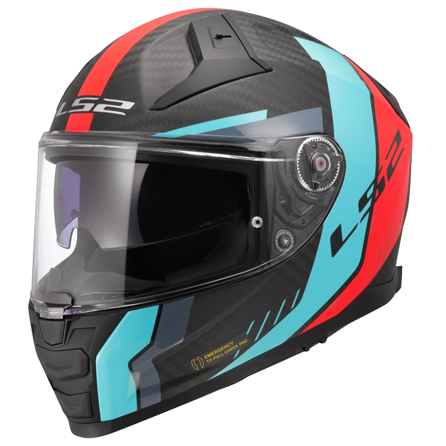 LS2 FF811 Vector II Carbon Helmet – Grid Red/Cyan