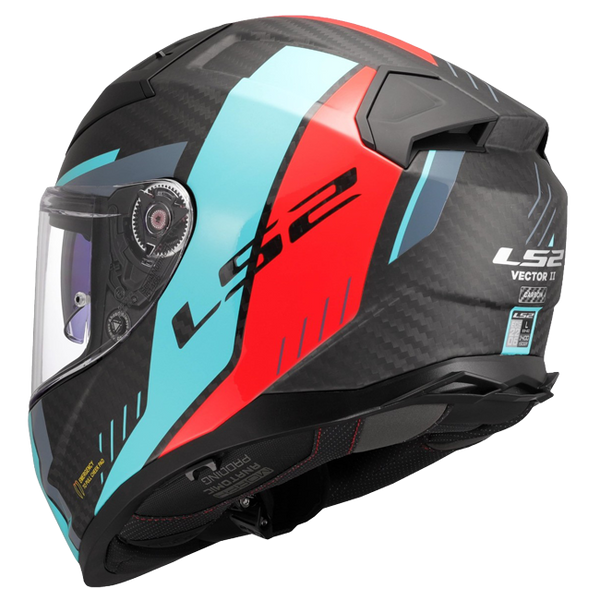 LS2 FF811 Vector II Carbon Helm – Grid Red/Cyan
