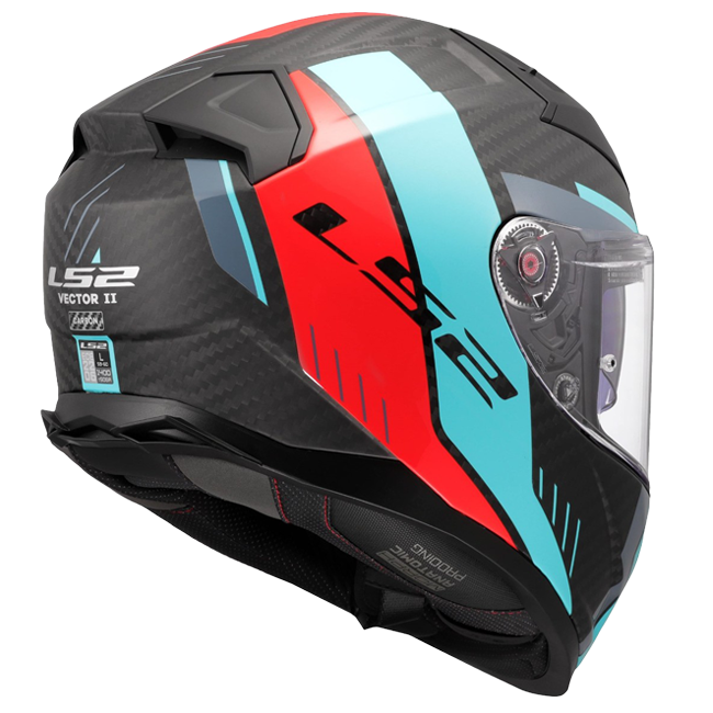LS2 FF811 Vector II Carbon Helmet – Grid Red/Cyan