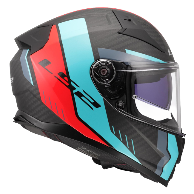 LS2 FF811 Vector II Carbon Helmet – Grid Red/Cyan
