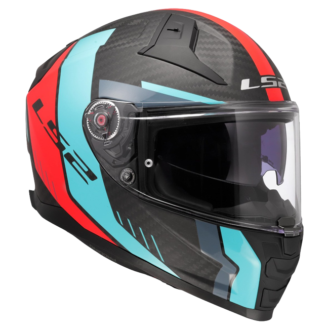 LS2 FF811 Vector II Carbon Helmet – Grid Red/Cyan