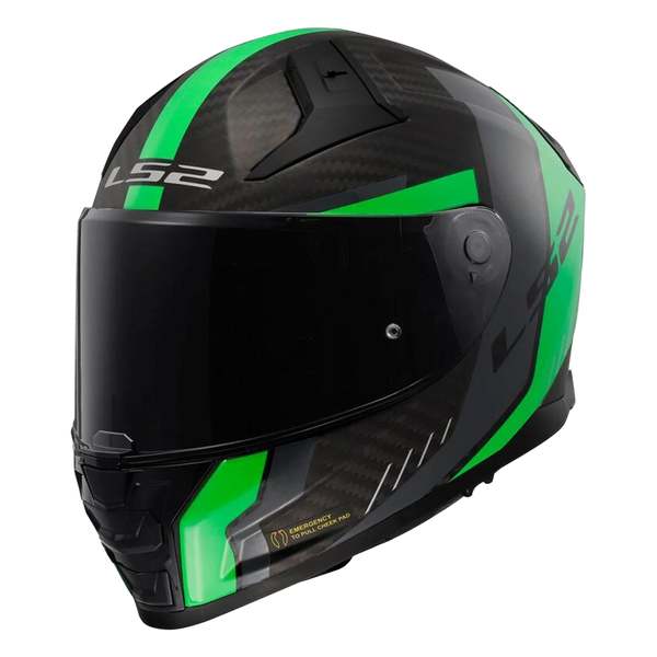 LS2 FF811 Vector II Carbon Helmet – Grid Matt Fluo Green