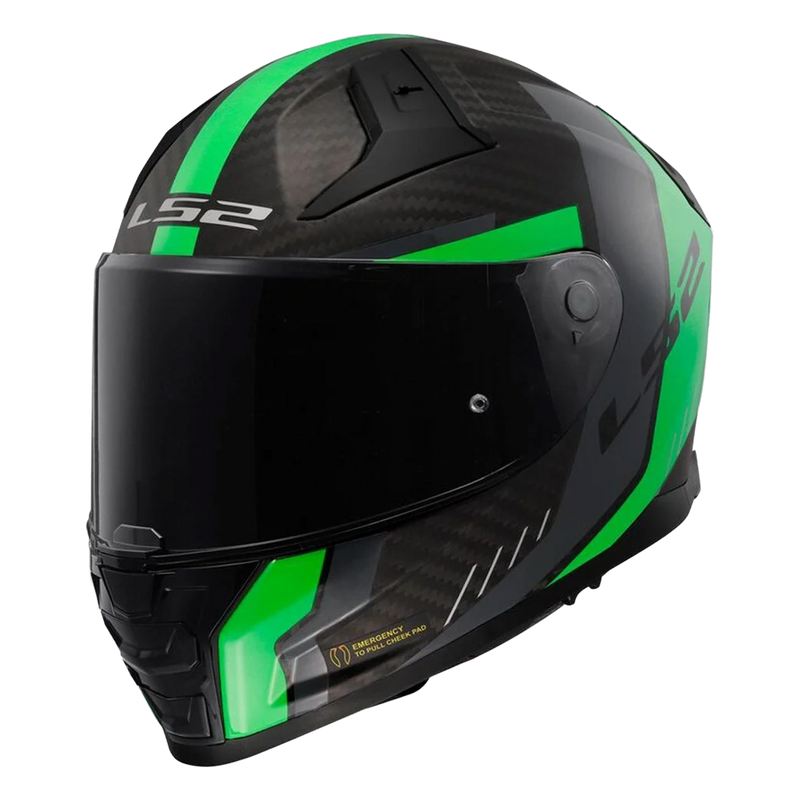LS2 FF811 Vector II Carbon Helmet – Grid Matt Fluo Green