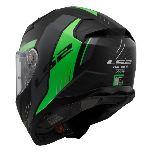 LS2 FF811 Vector II Carbon Helmet – Grid Matt Fluo Green
