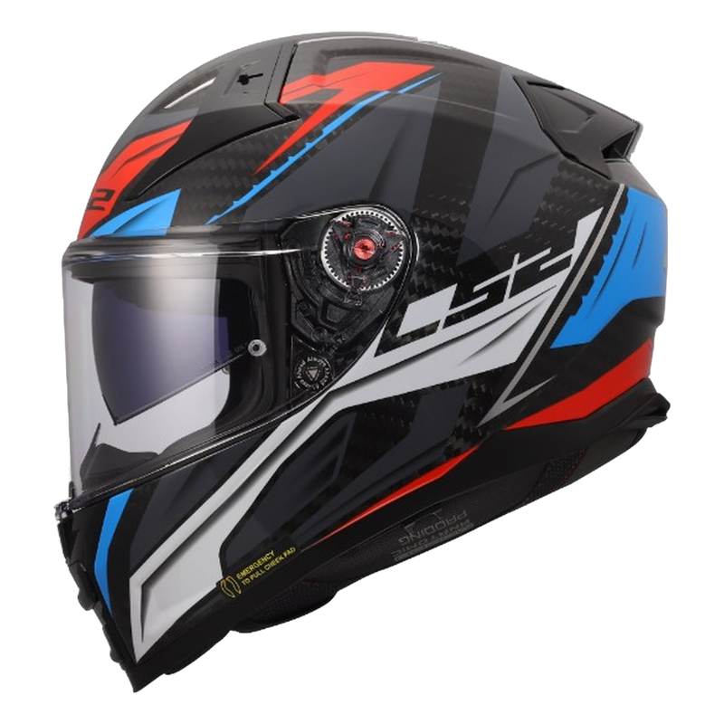 LS2 FF811 Vector II Carbon Helmet – Savage White/Blue/Red