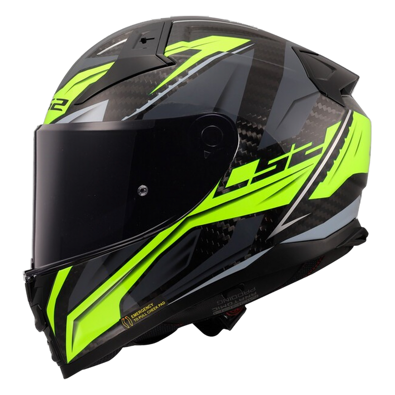 LS2 FF811 Vector II Carbon Helmet – Savage Hi-Vis Yellow