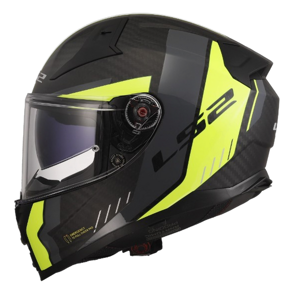 LS2 FF811 Vector II Carbon Helmet – Savage Hi-Vis Yellow