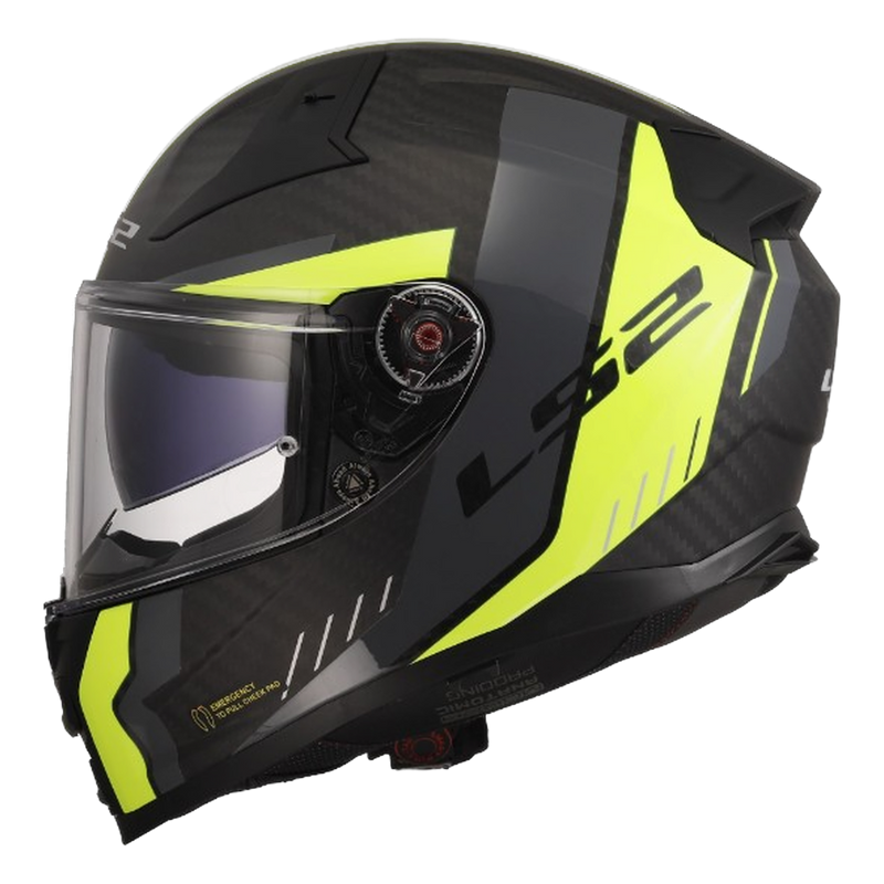 LS2 FF811 Vector II Carbon Helmet – Savage Hi-Vis Yellow
