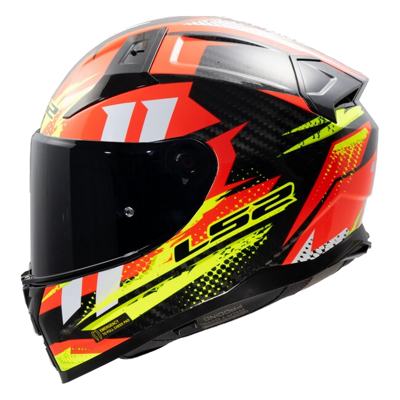 LS2 FF811 Vector II Carbon Helmet – Tantic Red/Hi-Vis Yellow