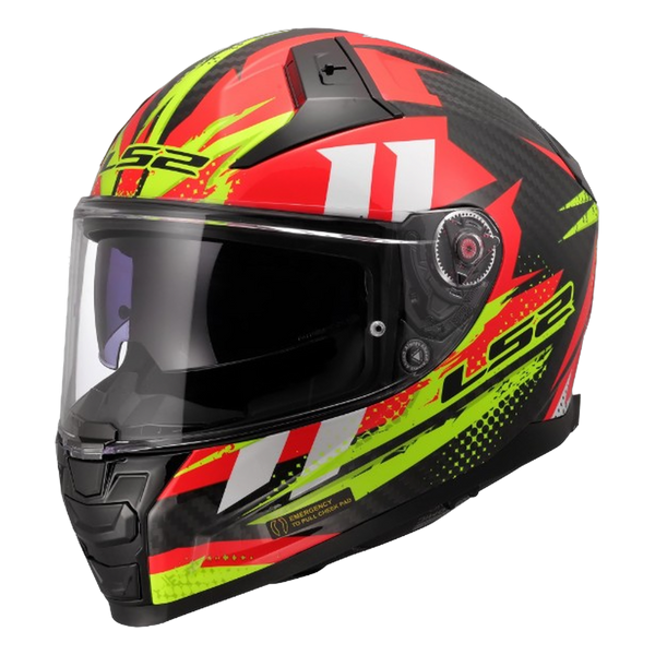 LS2 FF811 Vector II Carbon Helmet – Tantic Red/Hi-Vis Yellow