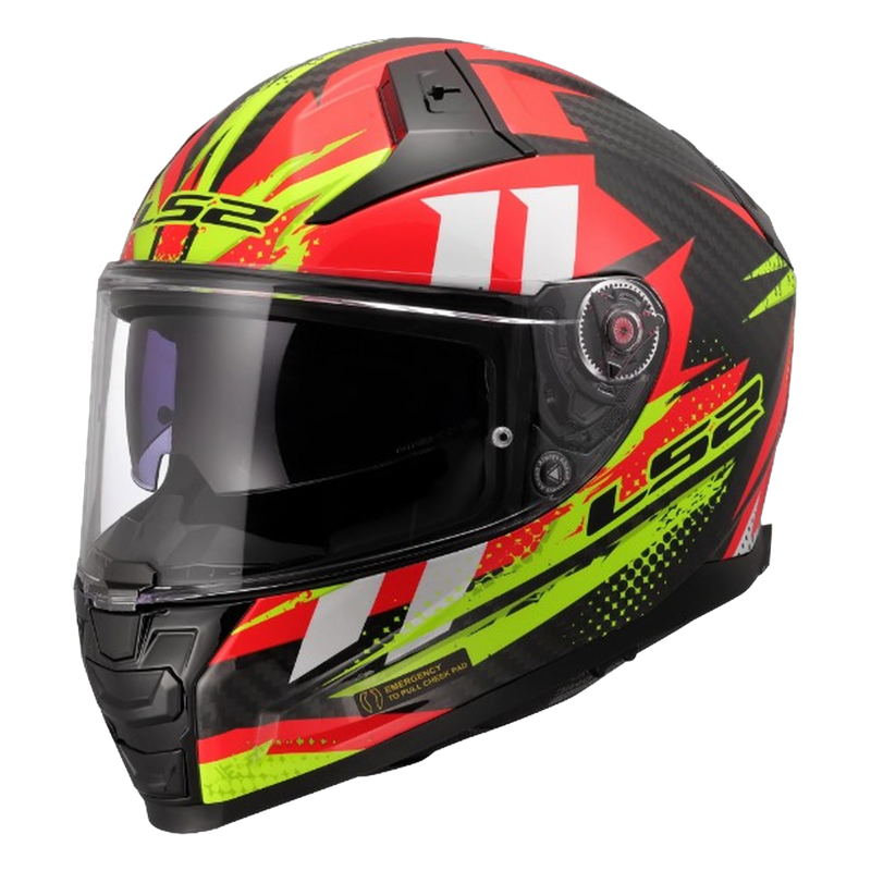 LS2 FF811 Vector II Carbon Helmet – Tantic Red/Hi-Vis Yellow