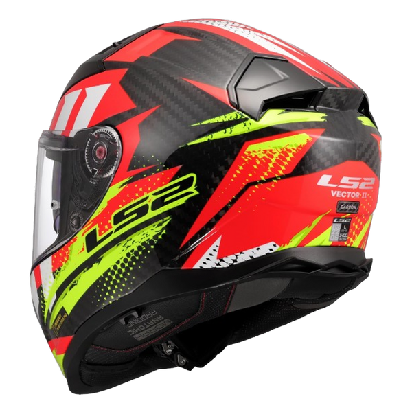 LS2 FF811 Vector II Carbon Helmet – Tantic Red/Hi-Vis Yellow