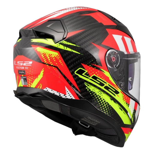 LS2 FF811 Vector II Carbon Helmet – Tantic Red/Hi-Vis Yellow