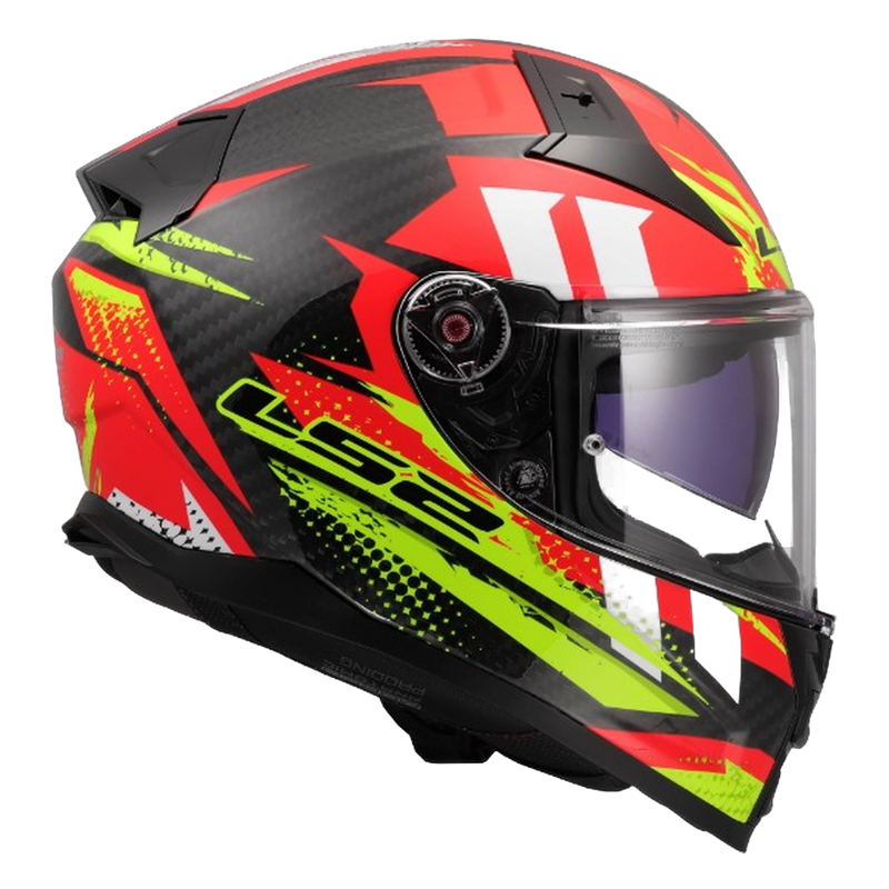 LS2 FF811 Vector II Carbon Helmet – Tantic Red/Hi-Vis Yellow