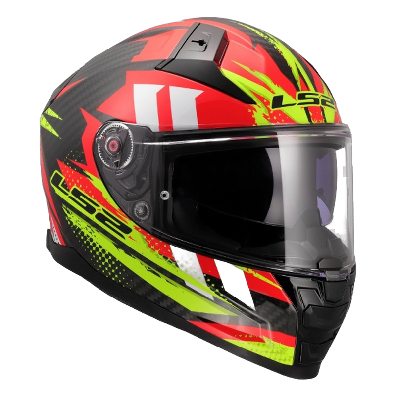 LS2 FF811 Vector II Carbon Helmet – Tantic Red/Hi-Vis Yellow