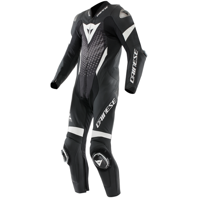 Dainese Laguna Seca 6 one-piece perforated leather race suit in Black and White