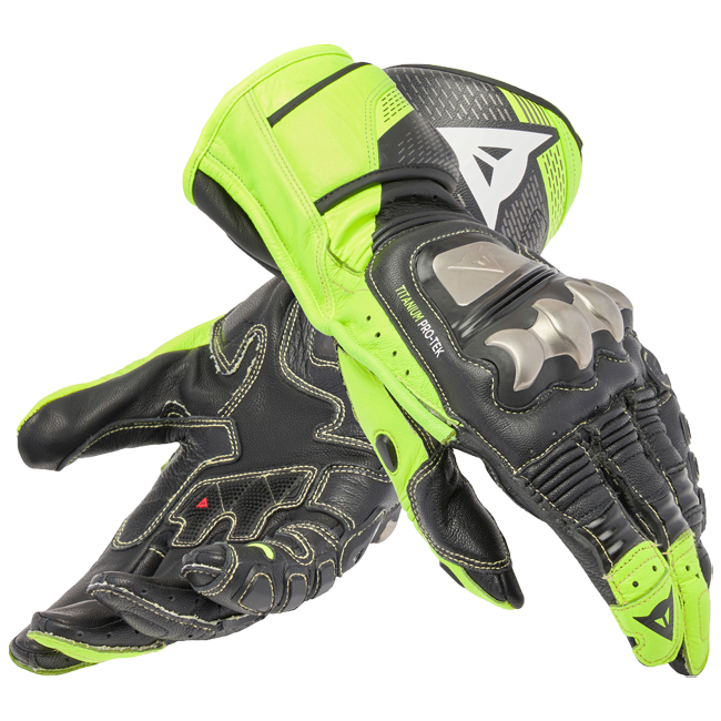 Dainese Full Metal 7 racing leather gloves men's neon yellow black