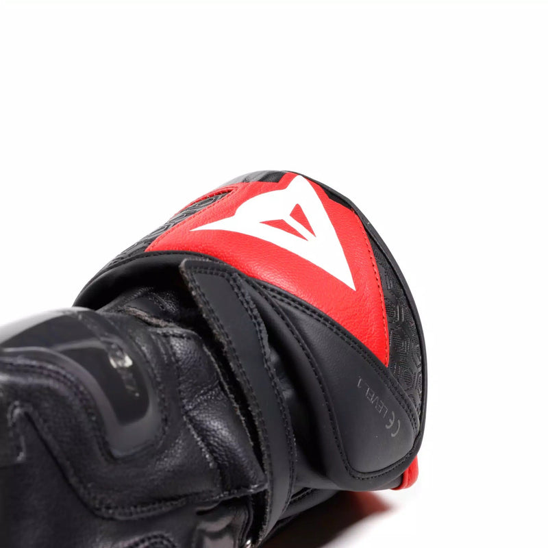 Dainese Fiero Racing leather motorcycle gloves in black and red