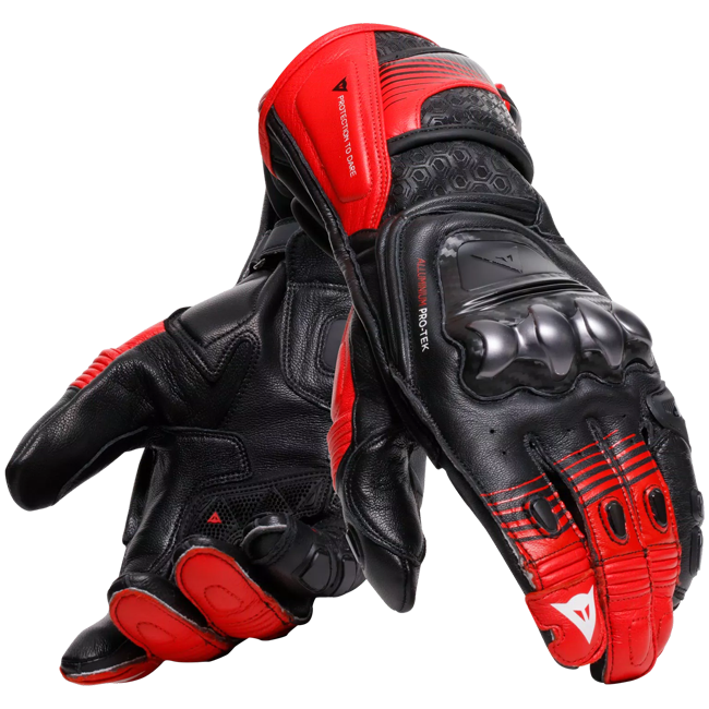 Dainese Fiero Racing leather motorcycle gloves in black and red