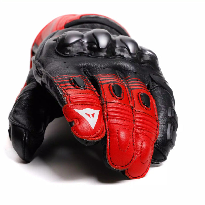Dainese Fiero Racing leather motorcycle gloves in black and red