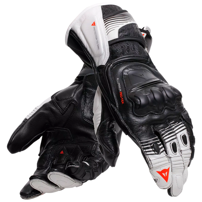Dainese Fiero Racing men's motorcycle leather gloves in Black and White