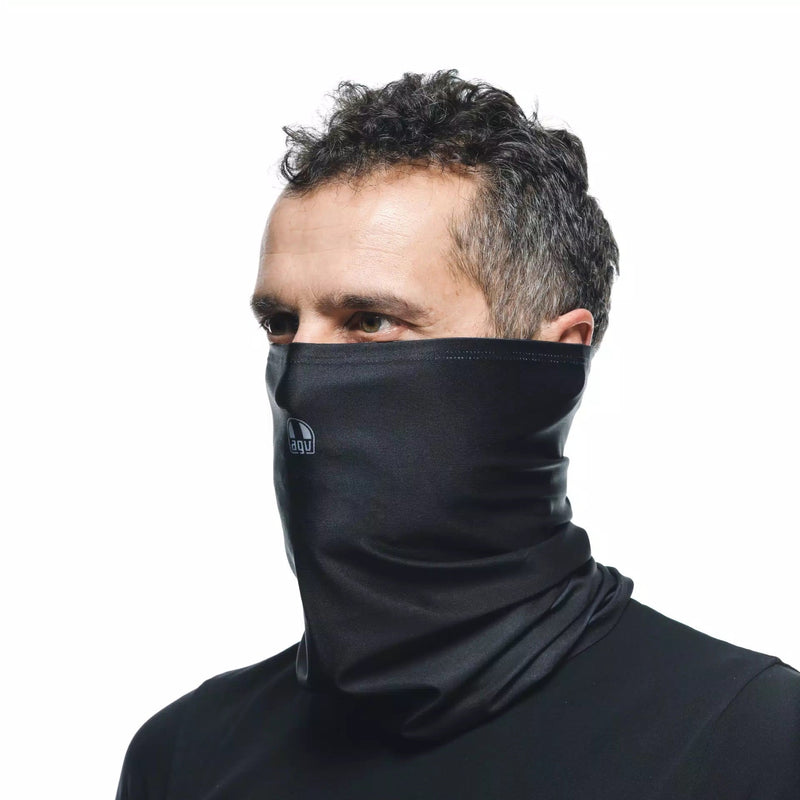 Dainese neck tube in black with AGV logo, Coolmax fabric