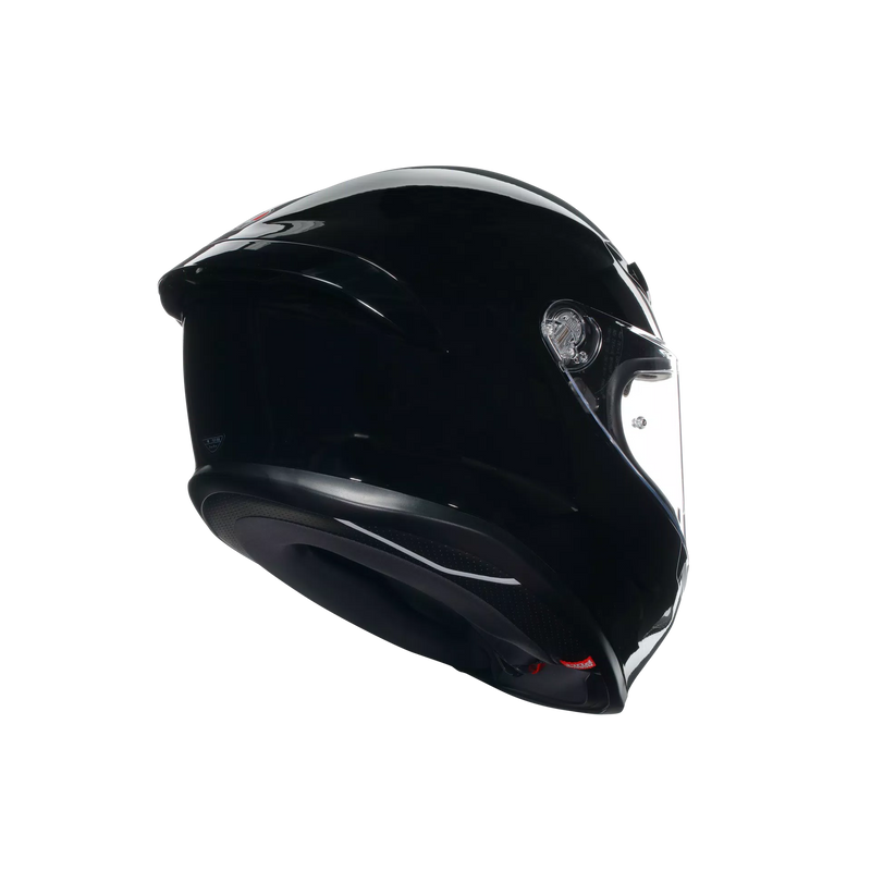 AGV K6 S full-face helmet in gloss black, carbon-aramid shell
