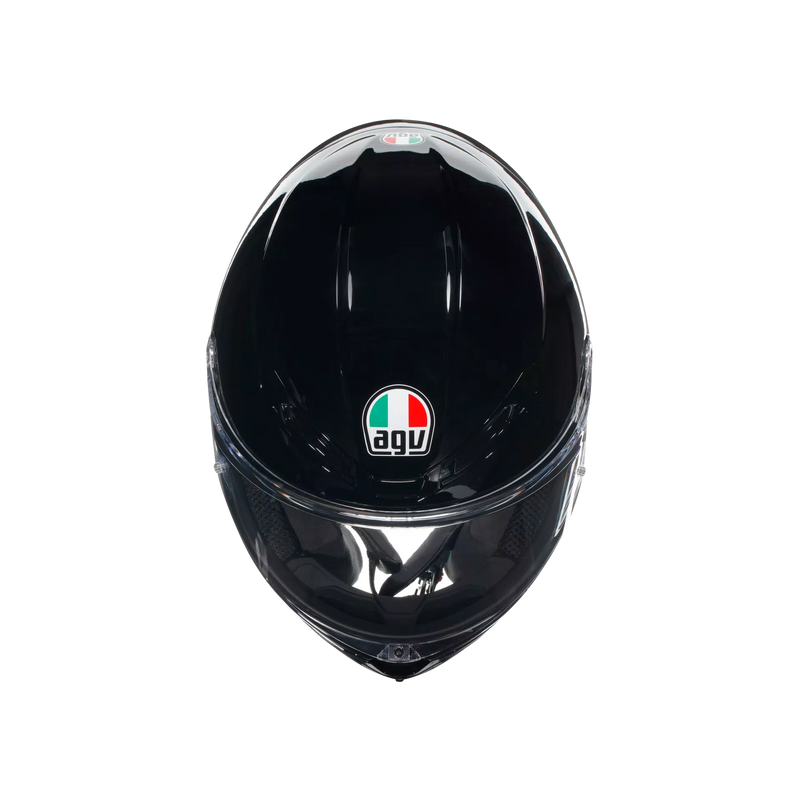 AGV K6 S full-face helmet in gloss black, carbon-aramid shell