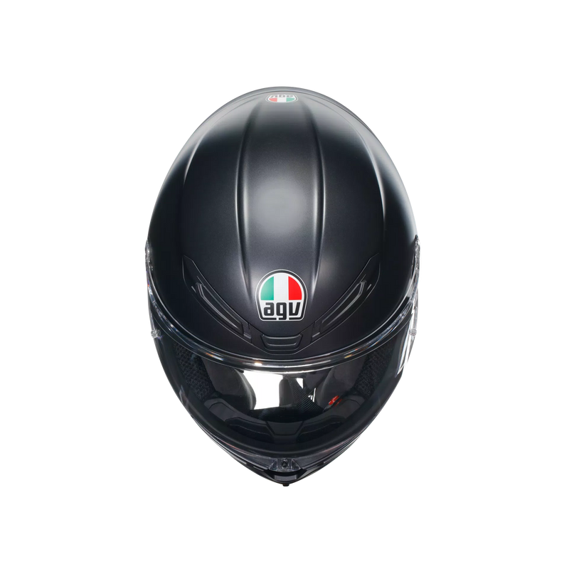 AGV K6 S full-face helmet in matte black, ECE 22.06 certified, carbon-aramid shell