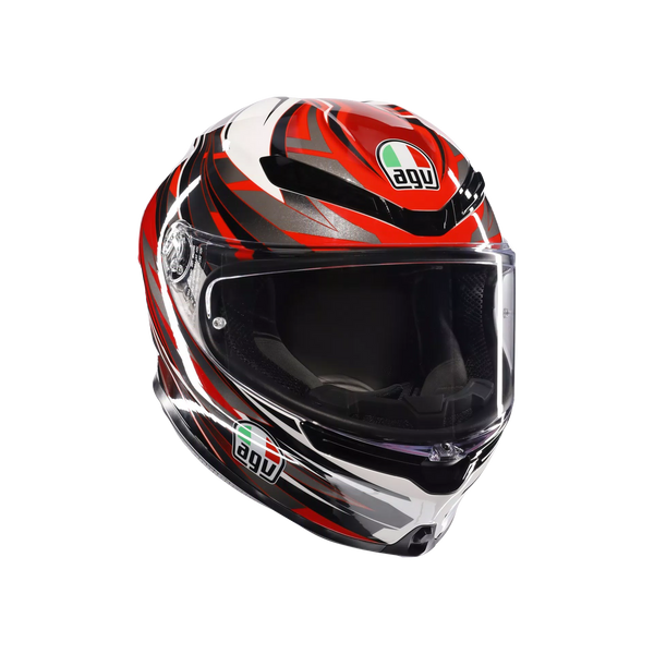 AGV K6 S full-face helmet in Reeval White Red Grey graphic livery