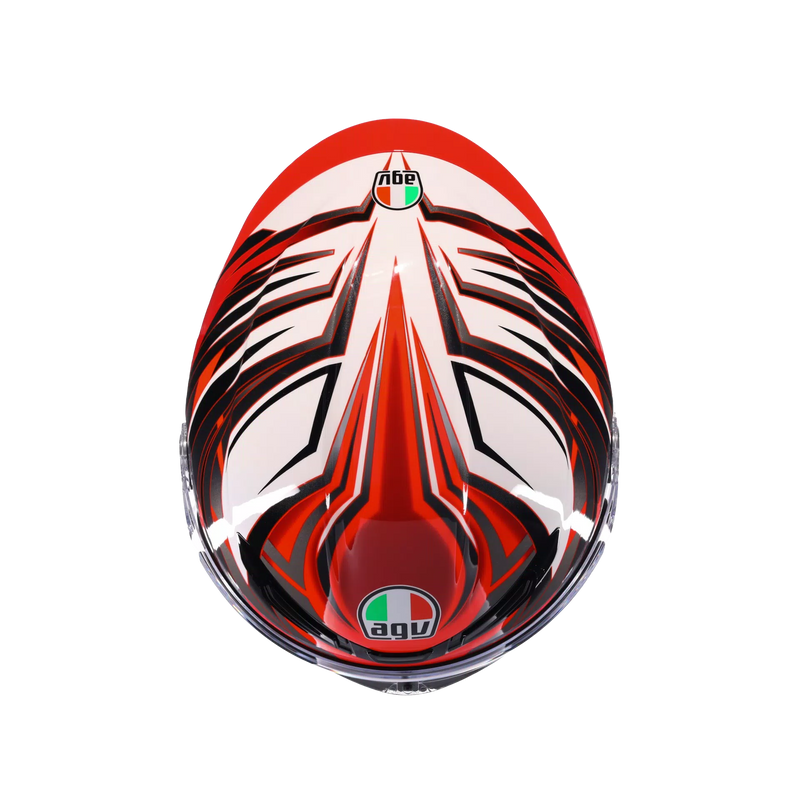 AGV K6 S full-face helmet in Reeval White Red Grey graphic livery