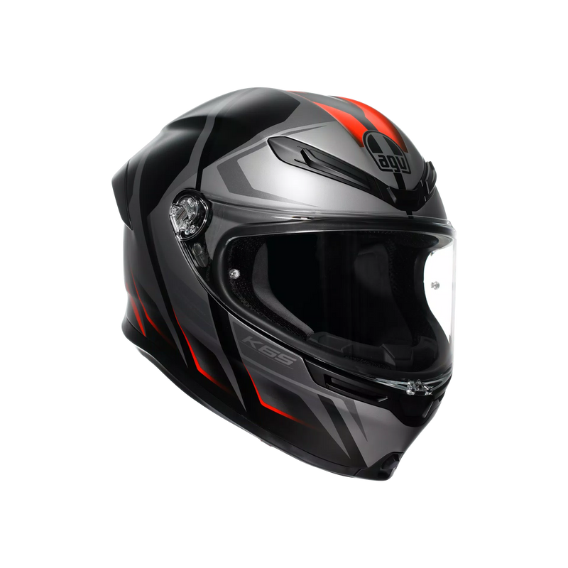 AGV K6 S full-face helmet in Karve matte black, grey and red colourway