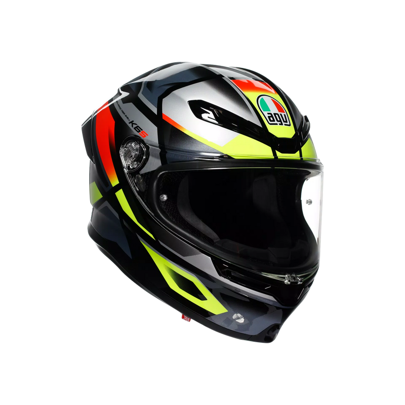 AGV K6 S full-face helmet Erazer Black Red Fluo Yellow carbon-aramid