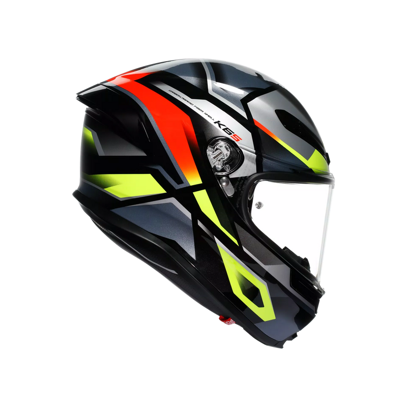 AGV K6 S full-face helmet Erazer Black Red Fluo Yellow carbon-aramid