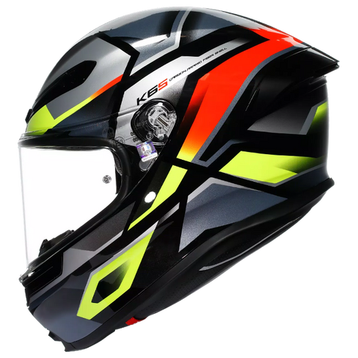 AGV K6 S Helmet Erazer Black/Red/Fluo Yellow – Lightweight Carbon-Aramid Full-Face