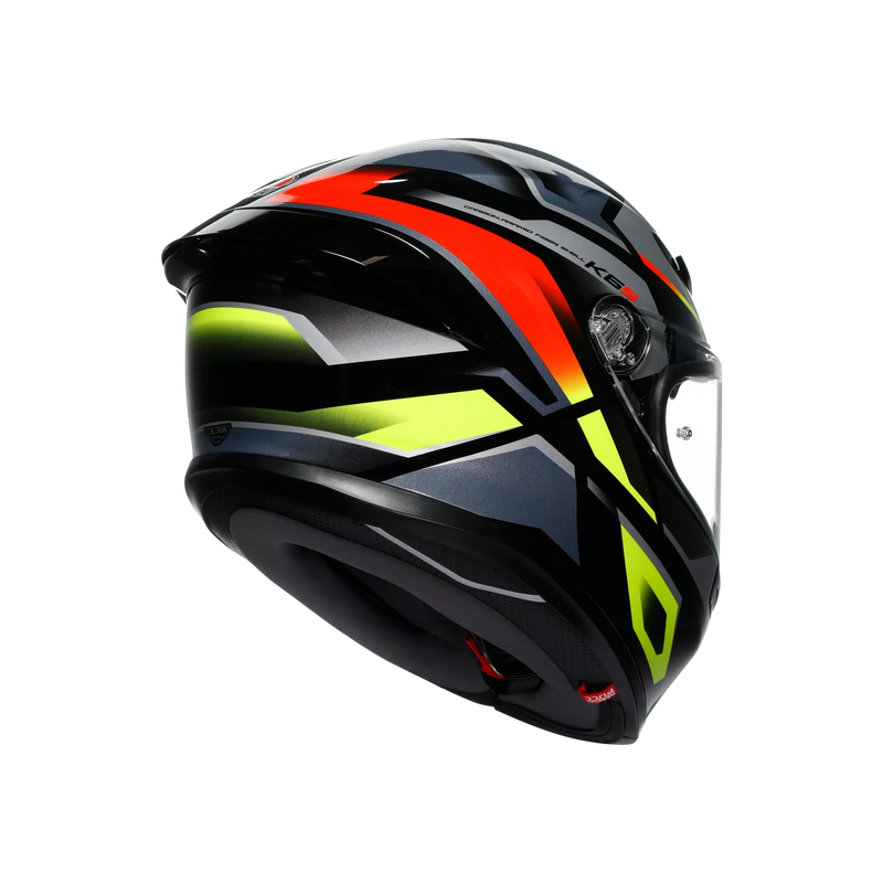 AGV K6 S full-face helmet Erazer Black Red Fluo Yellow carbon-aramid