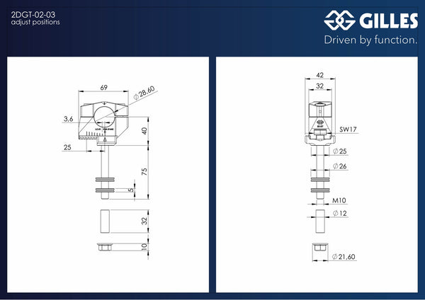 Gilles 2DGT handlebar risers, dimensions and adjustment