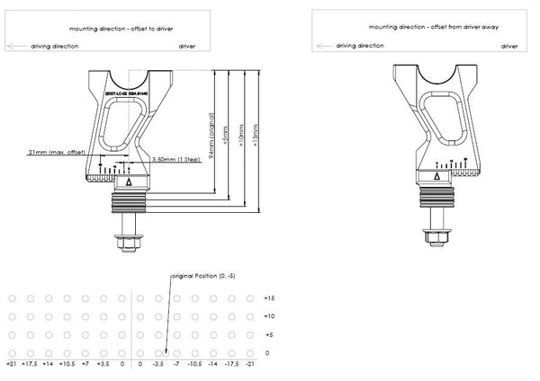 Gilles 2DGT handlebar risers, dimensions and adjustment