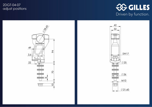 Gilles 2DGT handlebar risers, dimensions and adjustment