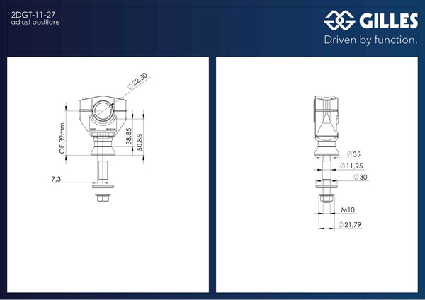 Gilles 2DGT handlebar risers, dimensions and adjustment