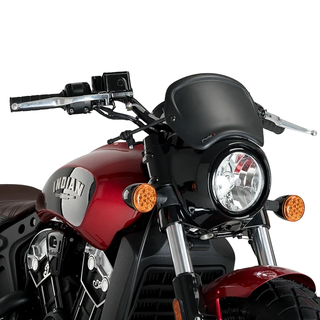 Puig Front Plate ABS Windshield – Fork Mount – for Indian Scout Bobber (2018–2026)