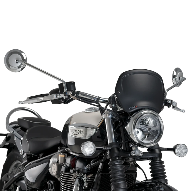 Puig Front Plate ABS Windshield – Fork Mount – for Triumph Bonneville Speedmaster (2018–2024)