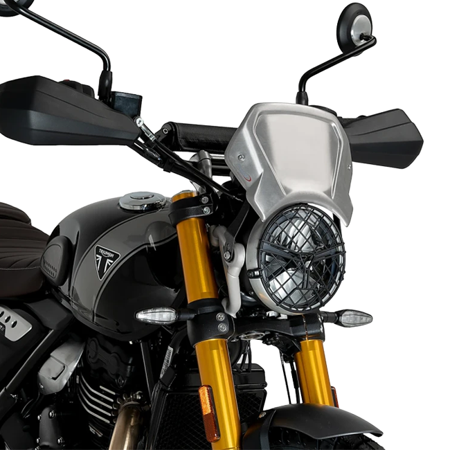 Puig Aluminium Front Plate Windshield – Fork Mount – for Triumph Scrambler 400 XC (2025–2026)